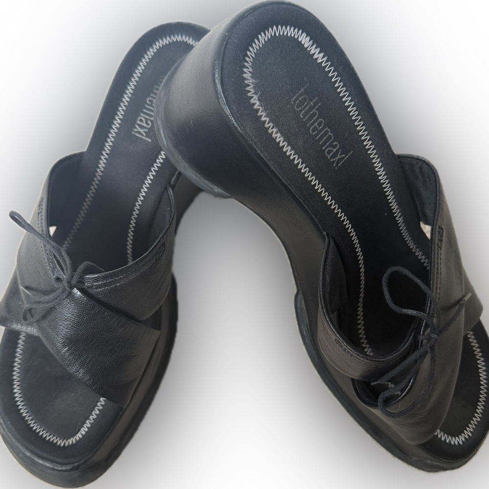 Tothemax! Black Platform Women's Slide Sandals - Made in Braxil Size 37